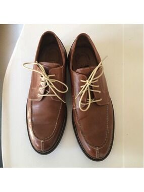 Vintage Size 12M Bill Blass Joseph Brown Leather Moc Toe Oxfords Dadcore Y2K